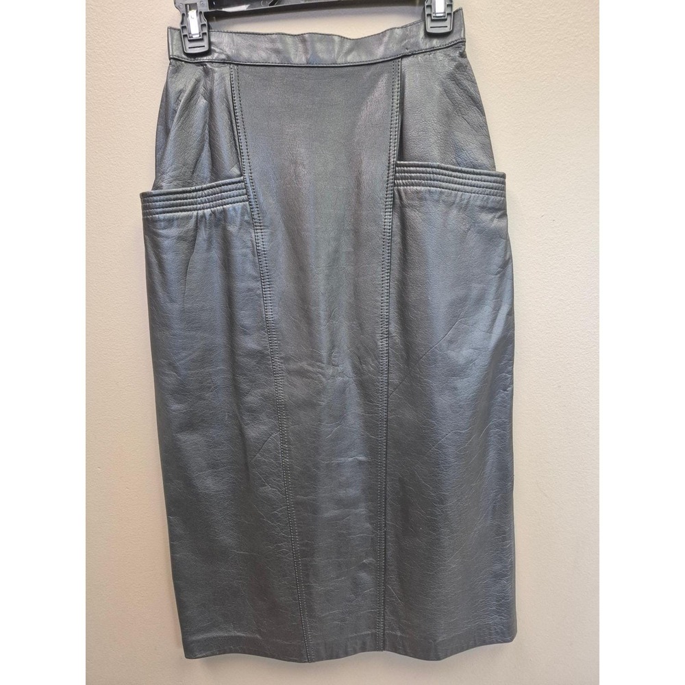 Avanti Size 8 High Waisted Pencil Skirt Women's Genuine Leather Midi Skirt Black